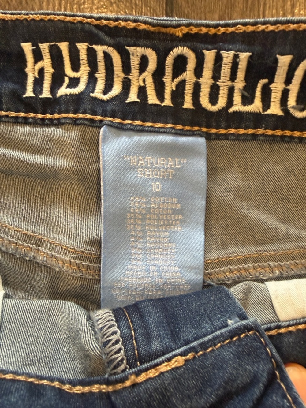Hydraulic Blue Denim Shorts with Daisy Patch & Contour Badge - Picture 2 of 8